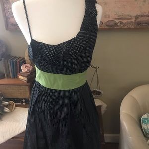 1 shoulder black/white polka dot cocktail dress